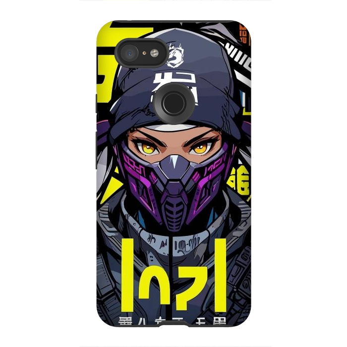 Pixel 3XL StrongFit Cyberpunk Ninja Girl by LM2Kone