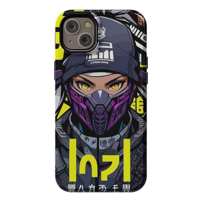 iPhone 14 Plus StrongFit Cyberpunk Ninja Girl by LM2Kone