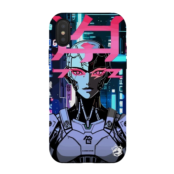 iPhone Xs / X StrongFit Cyberpunk Cyborg Neon by LM2Kone