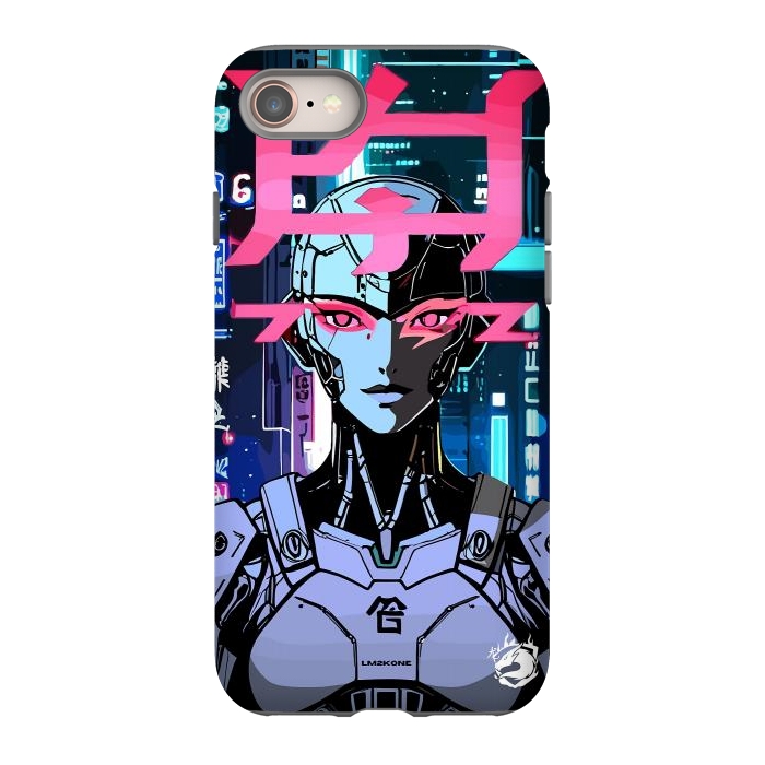 iPhone 8 StrongFit Cyberpunk Cyborg Neon by LM2Kone