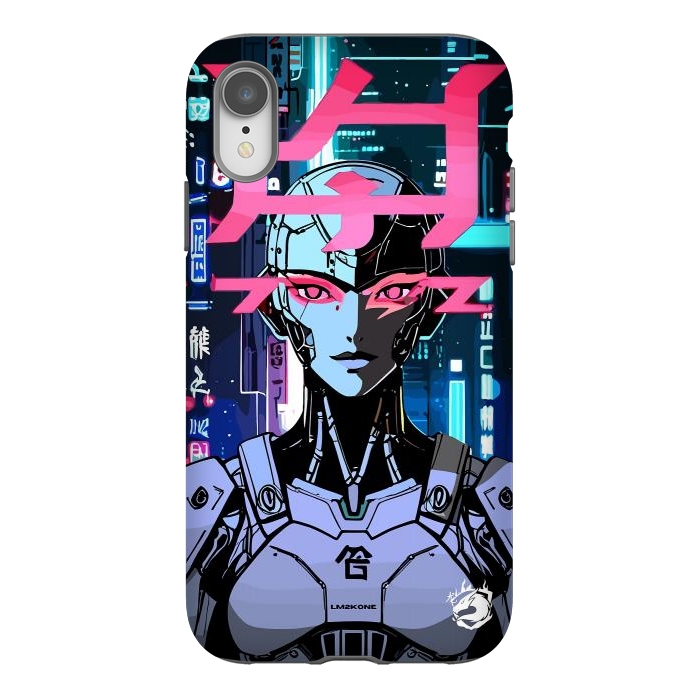 iPhone Xr StrongFit Cyberpunk Cyborg Neon by LM2Kone