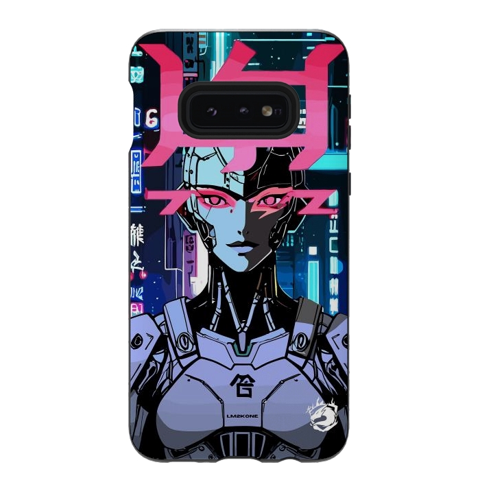 Galaxy S10e StrongFit Cyberpunk Cyborg Neon by LM2Kone