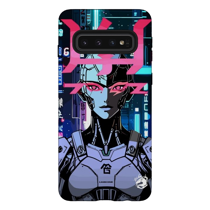 Galaxy S10 StrongFit Cyberpunk Cyborg Neon by LM2Kone