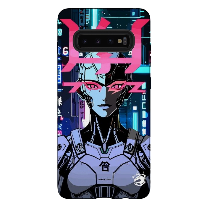 Galaxy S10 plus StrongFit Cyberpunk Cyborg Neon by LM2Kone