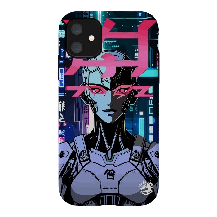 iPhone 11 StrongFit Cyberpunk Cyborg Neon by LM2Kone