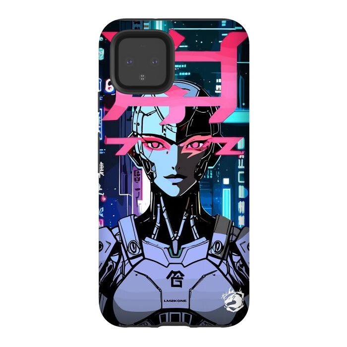 Pixel 4 StrongFit Cyberpunk Cyborg Neon by LM2Kone