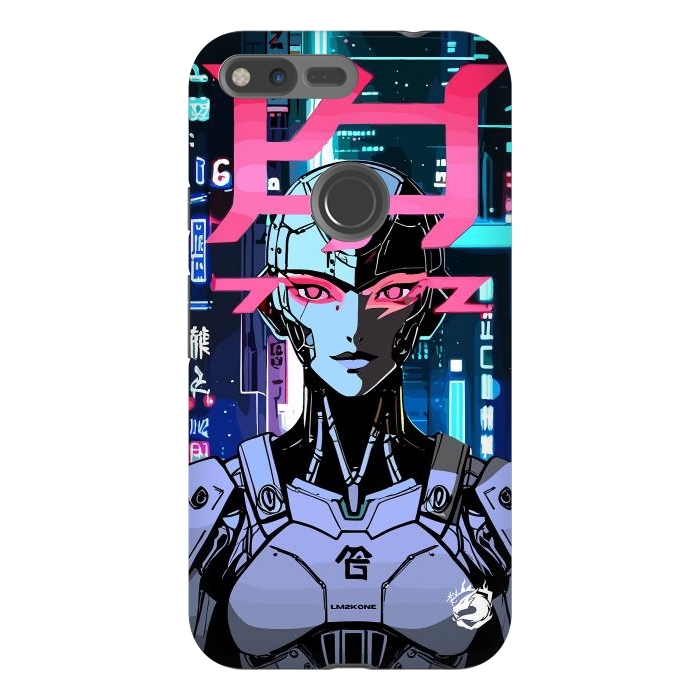 Pixel XL StrongFit Cyberpunk Cyborg Neon by LM2Kone