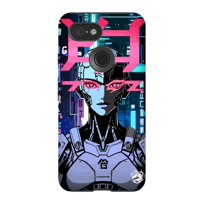 Pixel 3 StrongFit Cyberpunk Cyborg Neon by LM2Kone