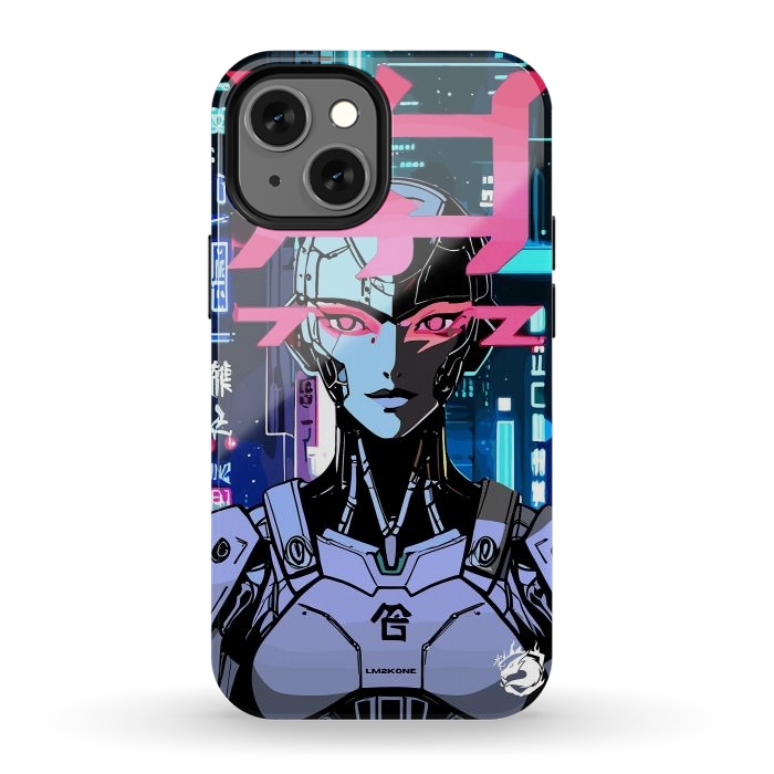 iPhone 12 mini StrongFit Cyberpunk Cyborg Neon by LM2Kone