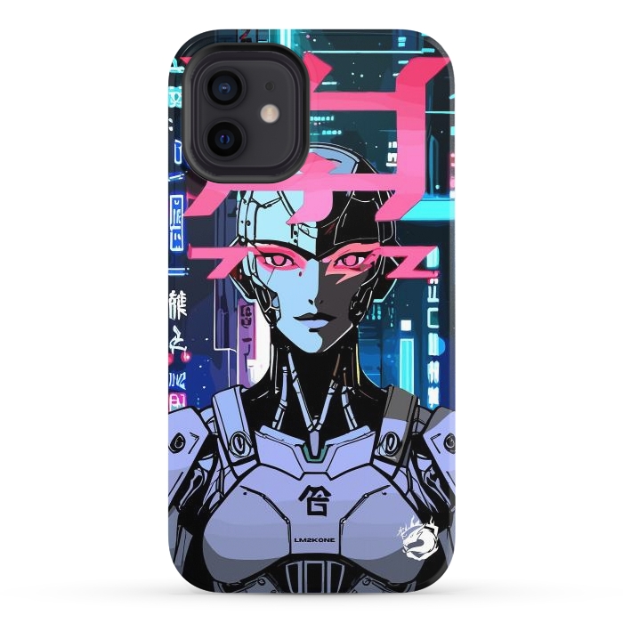 iPhone 12 StrongFit Cyberpunk Cyborg Neon by LM2Kone