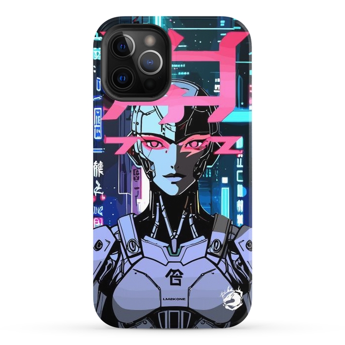 iPhone 12 Pro StrongFit Cyberpunk Cyborg Neon by LM2Kone