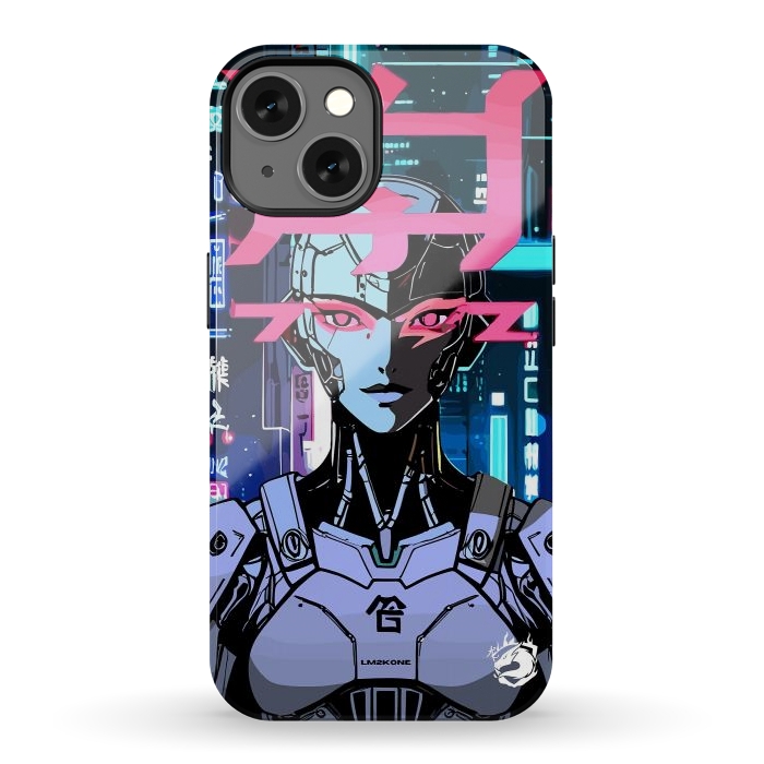 iPhone 13 StrongFit Cyberpunk Cyborg Neon by LM2Kone