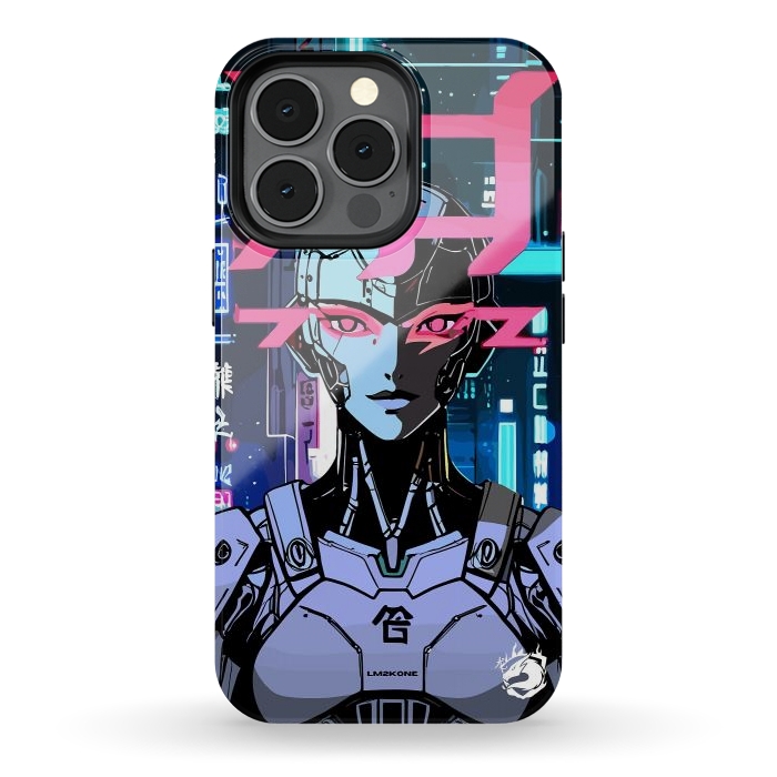 iPhone 13 pro StrongFit Cyberpunk Cyborg Neon by LM2Kone