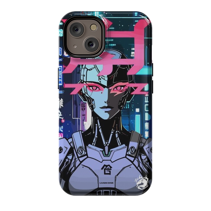 iPhone 14 StrongFit Cyberpunk Cyborg Neon by LM2Kone