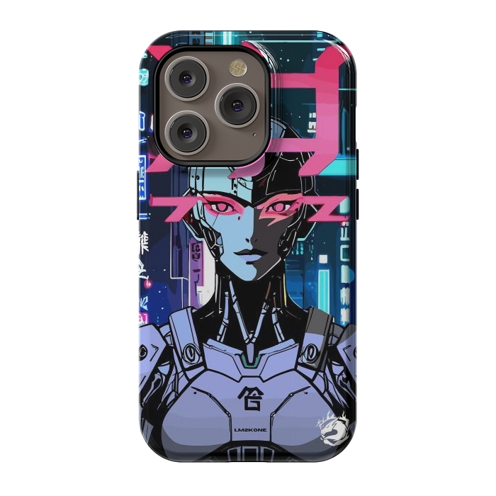 iPhone 14 Pro StrongFit Cyberpunk Cyborg Neon by LM2Kone