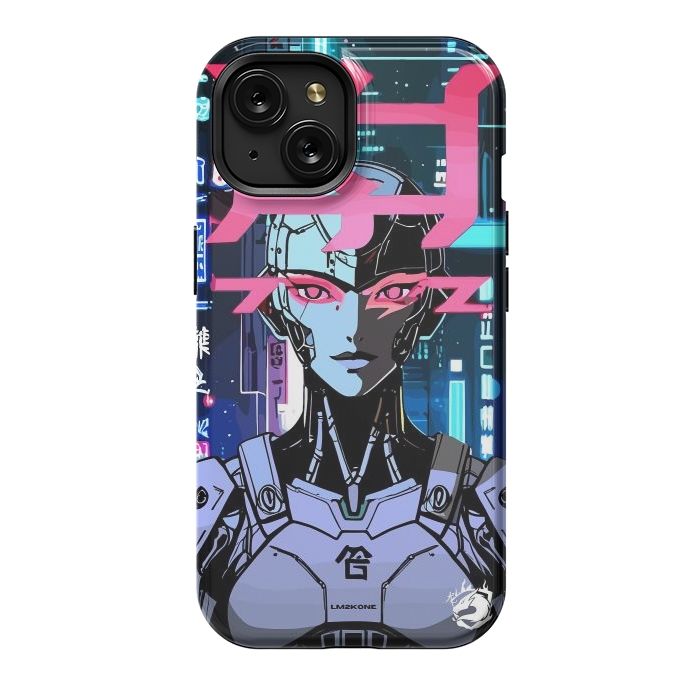 iPhone 15 StrongFit Cyberpunk Cyborg Neon by LM2Kone