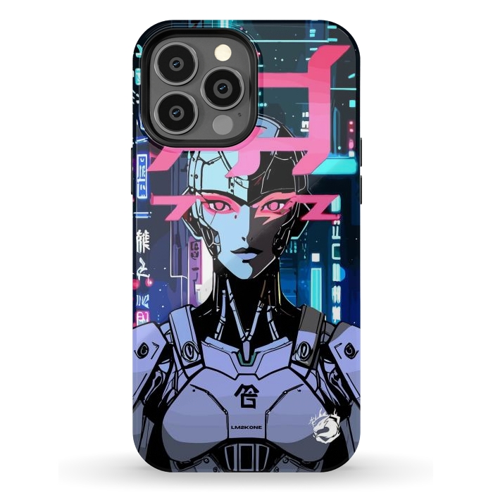 iPhone 13 Pro Max StrongFit Cyberpunk Cyborg Neon by LM2Kone