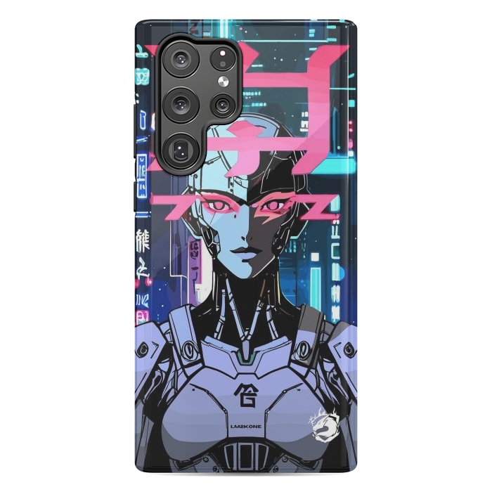 Galaxy S22 Ultra StrongFit Cyberpunk Cyborg Neon by LM2Kone