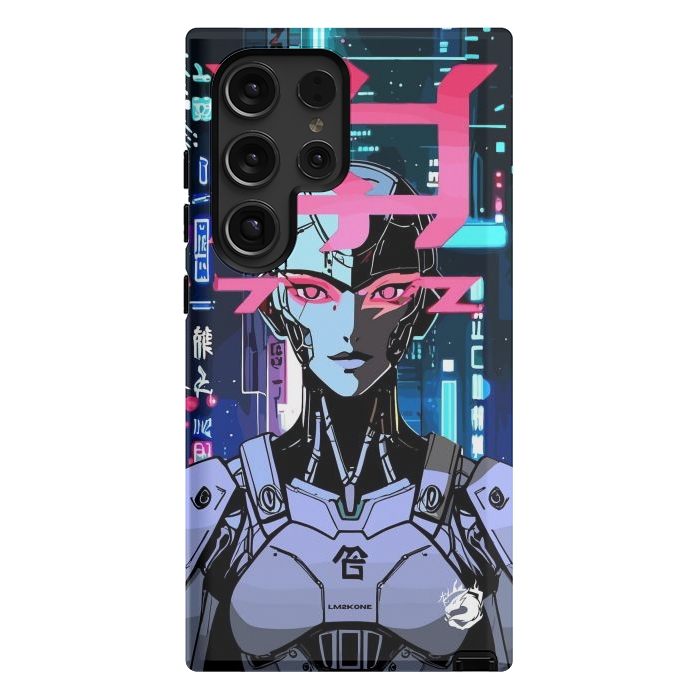 Galaxy S24 Ultra StrongFit Cyberpunk Cyborg Neon by LM2Kone