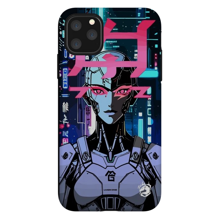 iPhone 11 Pro Max StrongFit Cyberpunk Cyborg Neon by LM2Kone