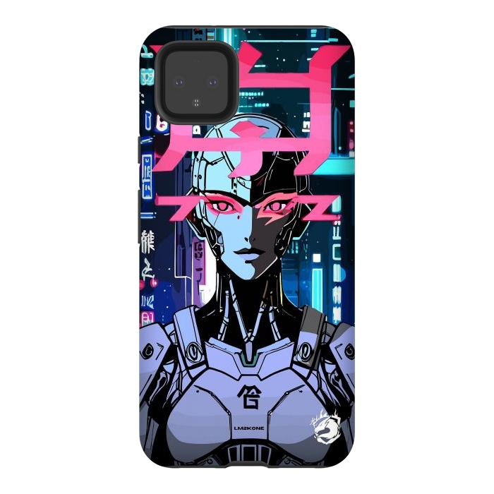 Pixel 4XL StrongFit Cyberpunk Cyborg Neon by LM2Kone