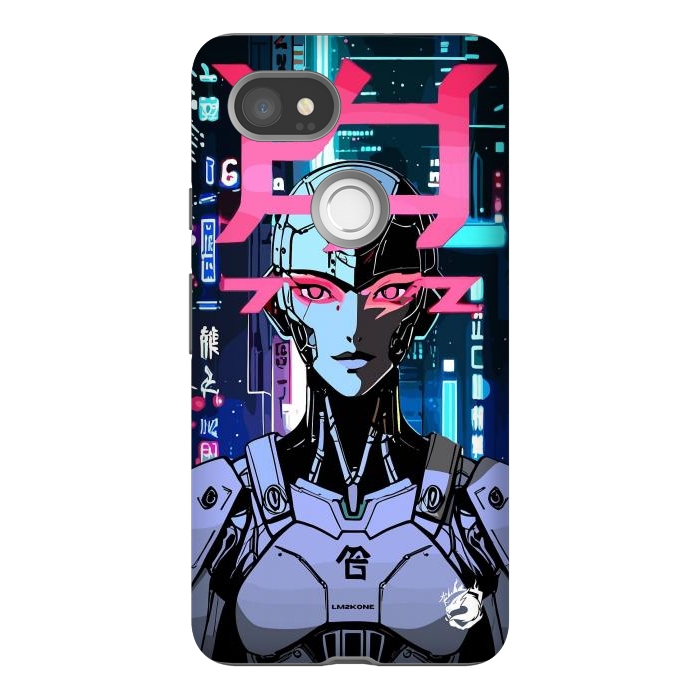 Pixel 2XL StrongFit Cyberpunk Cyborg Neon by LM2Kone