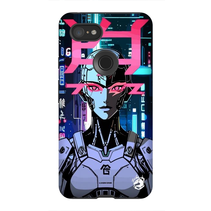 Pixel 3XL StrongFit Cyberpunk Cyborg Neon by LM2Kone