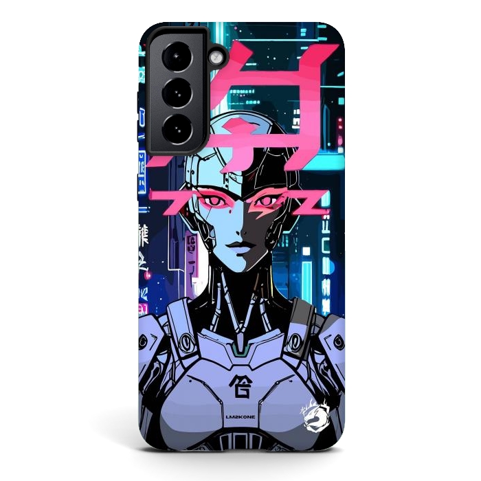 Galaxy S21 StrongFit Cyberpunk Cyborg Neon by LM2Kone