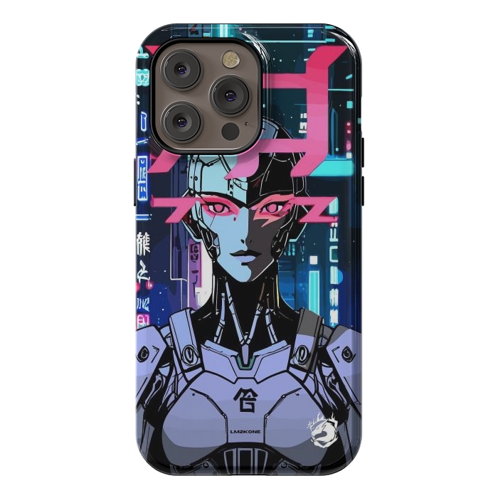 iPhone 14 Pro max StrongFit Cyberpunk Cyborg Neon by LM2Kone