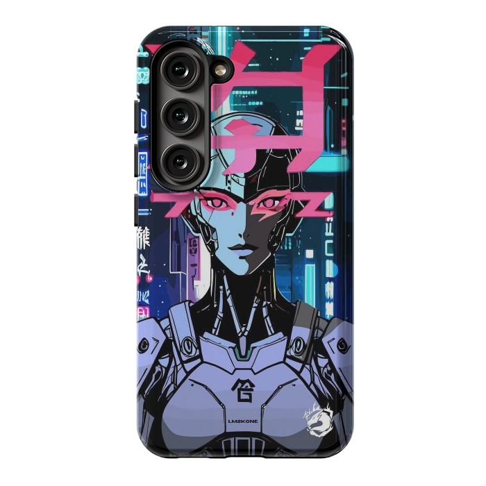 Galaxy S23 StrongFit Cyberpunk Cyborg Neon by LM2Kone