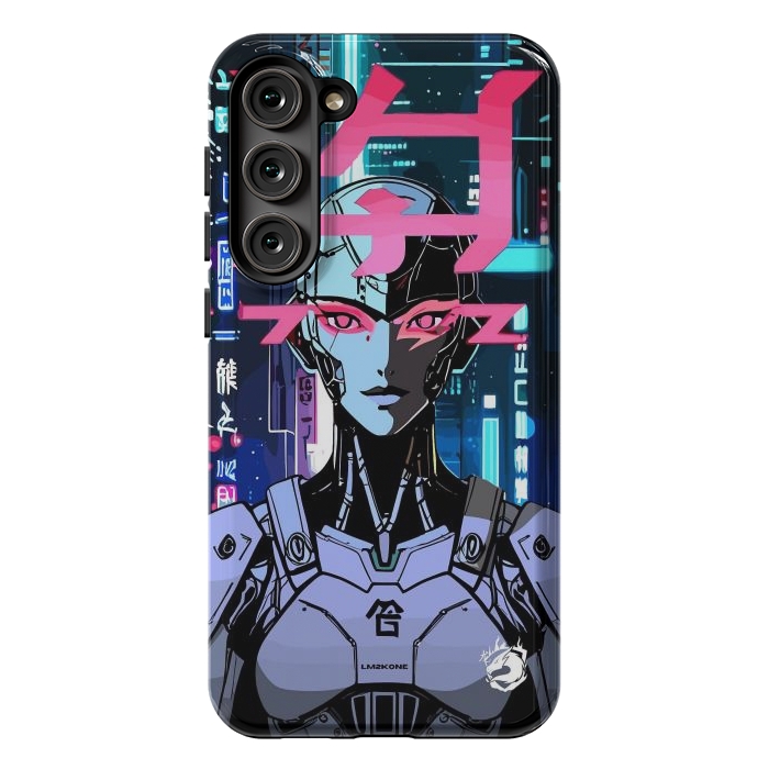 Galaxy S23 Plus StrongFit Cyberpunk Cyborg Neon by LM2Kone