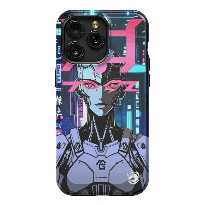 iPhone 15 Pro Max StrongFit Cyberpunk Cyborg Neon by LM2Kone