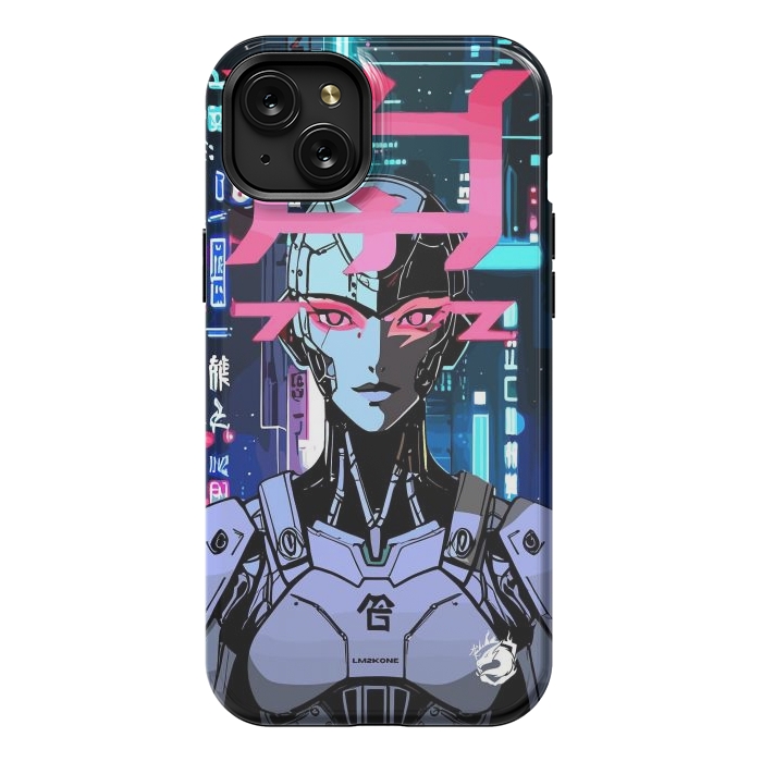 iPhone 15 Plus StrongFit Cyberpunk Cyborg Neon by LM2Kone