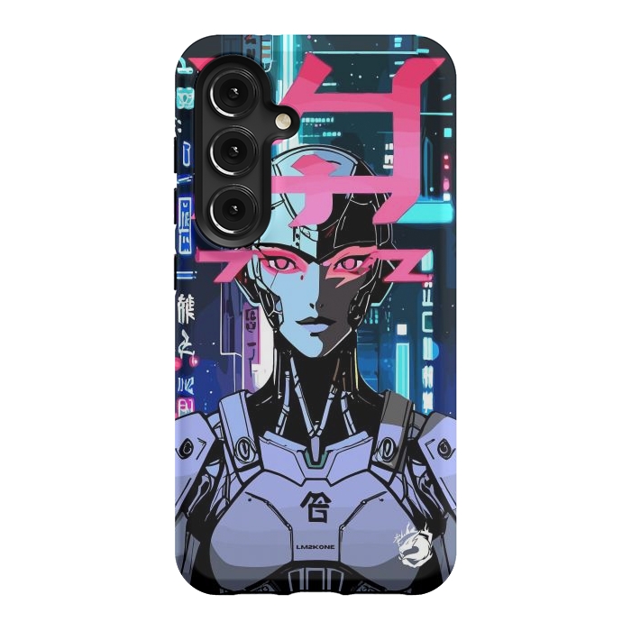 Galaxy S24 StrongFit Cyberpunk Cyborg Neon by LM2Kone