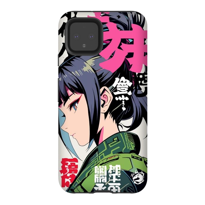 Pixel 4 StrongFit Green Geisha Anime by LM2Kone