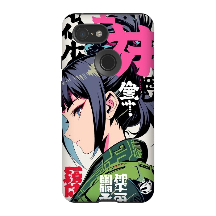 Pixel 3 StrongFit Green Geisha Anime by LM2Kone