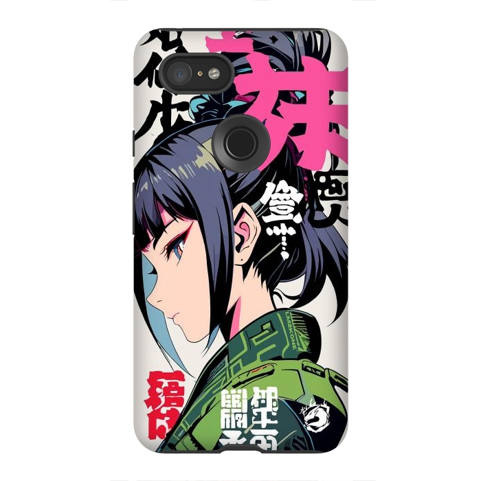 Pixel 3XL StrongFit Green Geisha Anime by LM2Kone