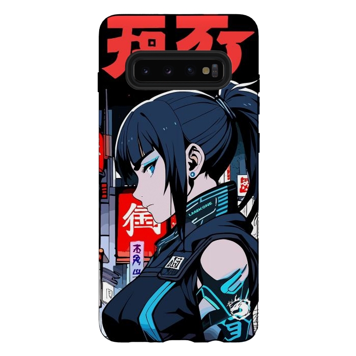 Galaxy S10 plus StrongFit Cyberpunk Blue Ninja  by LM2Kone