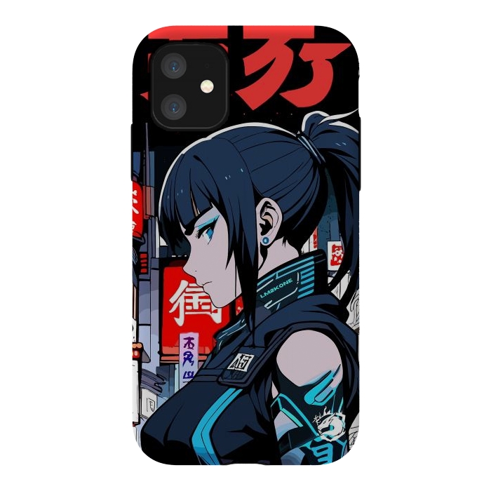 iPhone 11 StrongFit Cyberpunk Blue Ninja  by LM2Kone