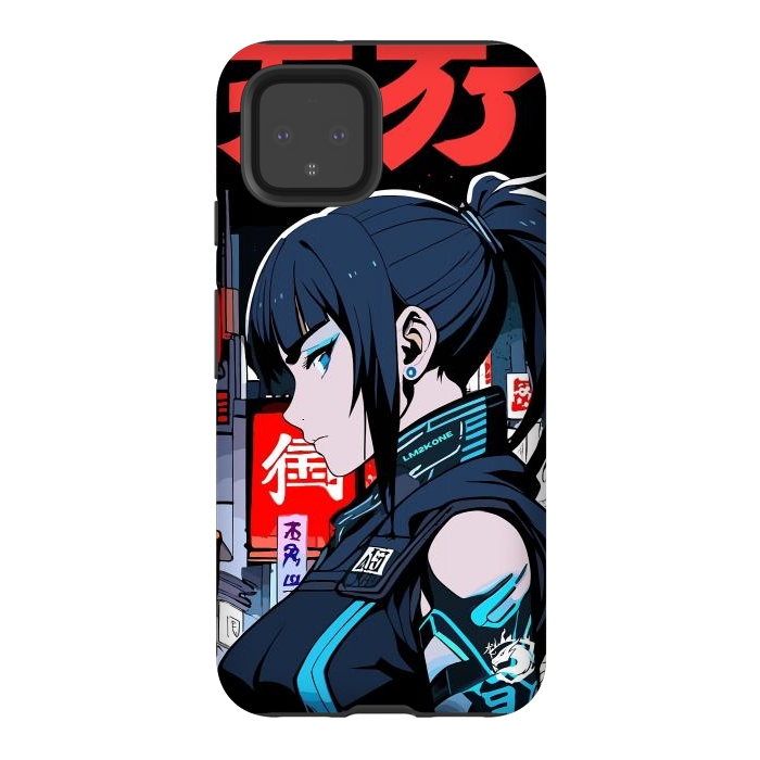 Pixel 4 StrongFit Cyberpunk Blue Ninja  by LM2Kone