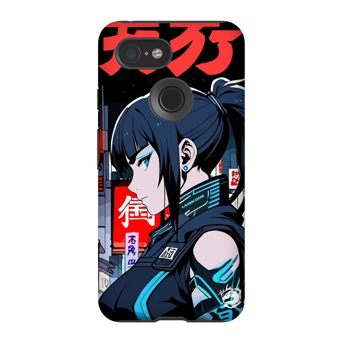 Pixel 3 StrongFit Cyberpunk Blue Ninja  by LM2Kone