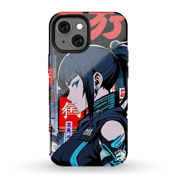 iPhone 12 mini StrongFit Cyberpunk Blue Ninja  by LM2Kone