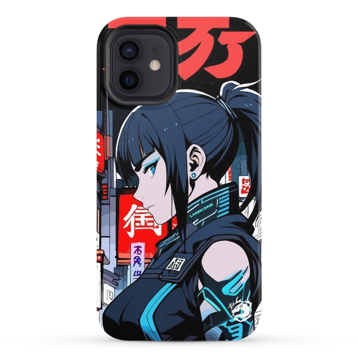 iPhone 12 StrongFit Cyberpunk Blue Ninja  by LM2Kone