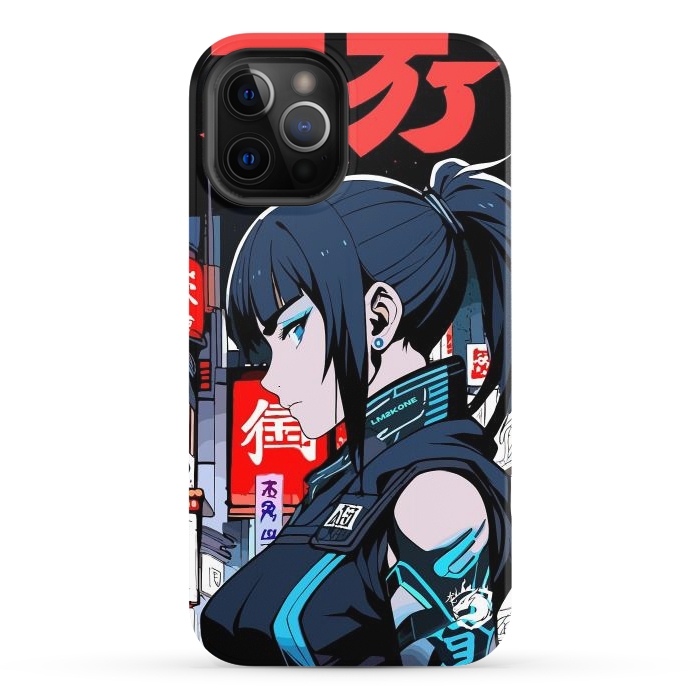 iPhone 12 Pro StrongFit Cyberpunk Blue Ninja  by LM2Kone