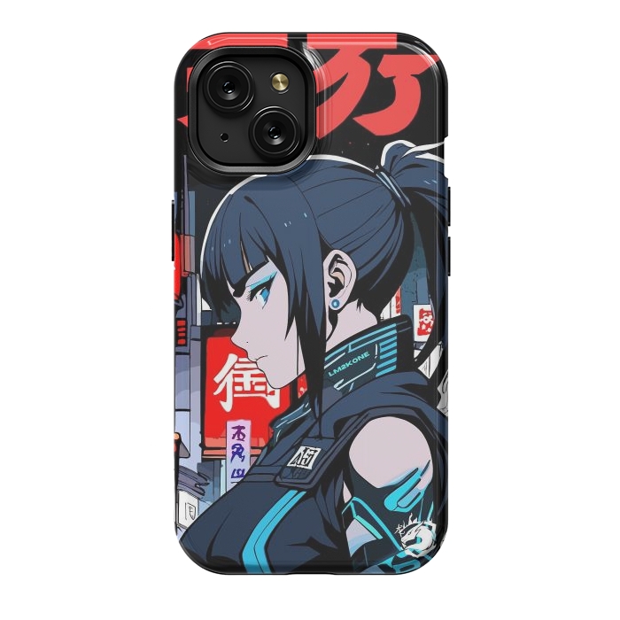 iPhone 15 StrongFit Cyberpunk Blue Ninja  by LM2Kone