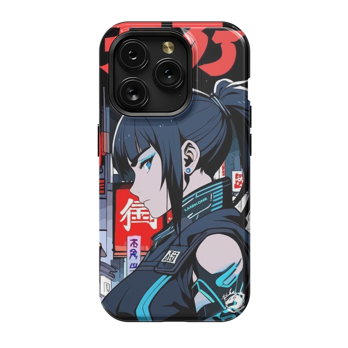 iPhone 15 Pro StrongFit Cyberpunk Blue Ninja  by LM2Kone