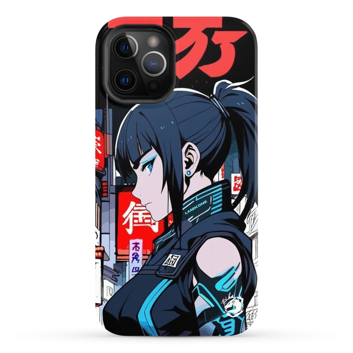 iPhone 12 Pro Max StrongFit Cyberpunk Blue Ninja  by LM2Kone