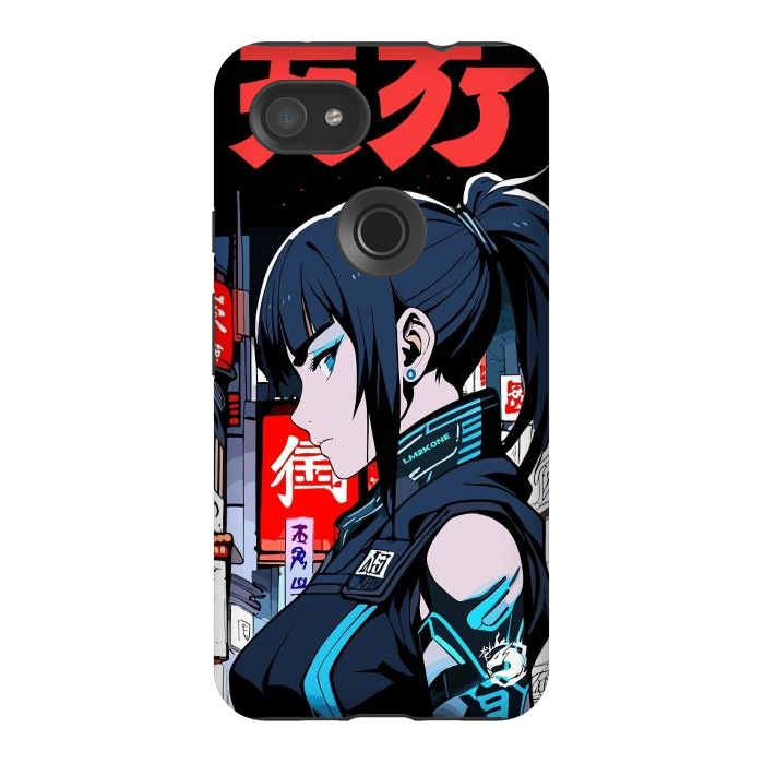 Pixel 3AXL StrongFit Cyberpunk Blue Ninja  by LM2Kone