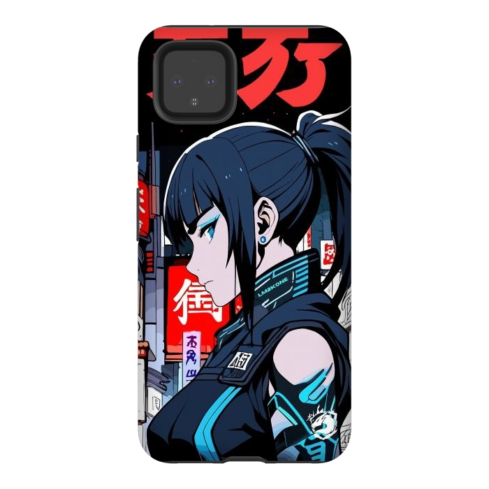 Pixel 4XL StrongFit Cyberpunk Blue Ninja  by LM2Kone