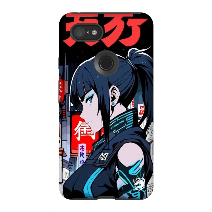 Pixel 3XL StrongFit Cyberpunk Blue Ninja  by LM2Kone